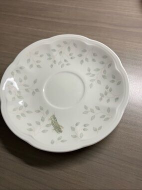 Lenox 6” Butterfly Meadow Saucer with Pale Green Leaf Motif
